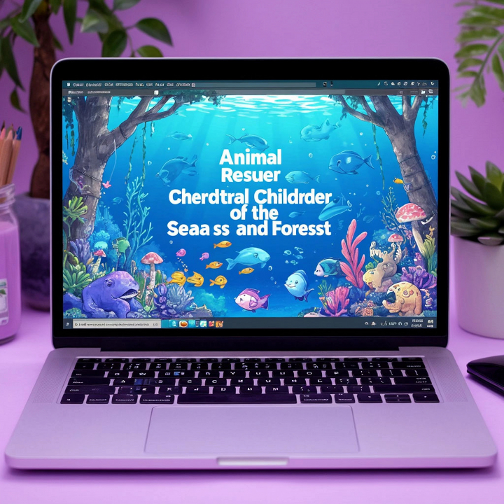 Ноутбук, красиво, надпись: Animal Rescue center Children of the sea and the Forest 0