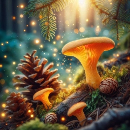 Нейро рисунок, шишка еловая, лес, красиво, грибочек