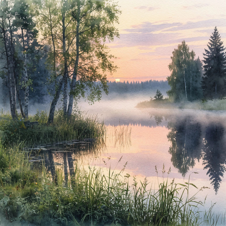Туманное утро, красиво, лес 4