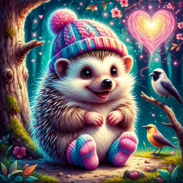 Нейронка. Арт. Красота. Ежик и сердечко 0