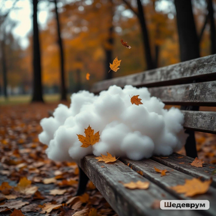 Тучки, осень, красиво, необычно, скамейка 2