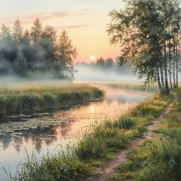 Туманное утро, красиво, лес 5