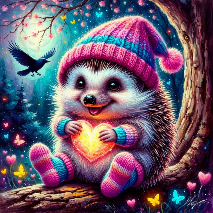 Нейронка. Арт. Красота. Ежик и сердечко