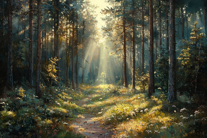 Красиво. Нейросеть. Красота. Лес. Солнечный свет