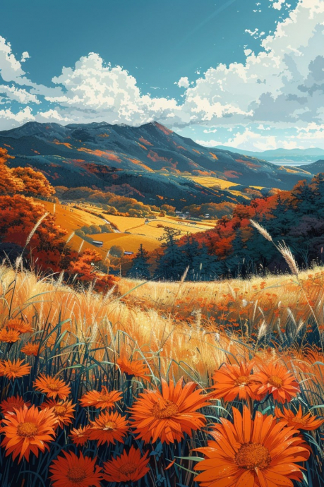 Рисунок, нейро, арт, поле, осень