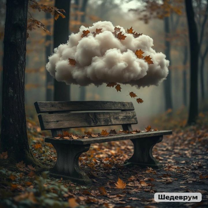 Тучки, осень, красиво, необычно, скамейка 1