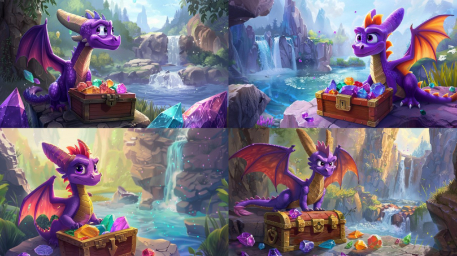 Midjorney генерация, арт, 4 изображения, Spyro