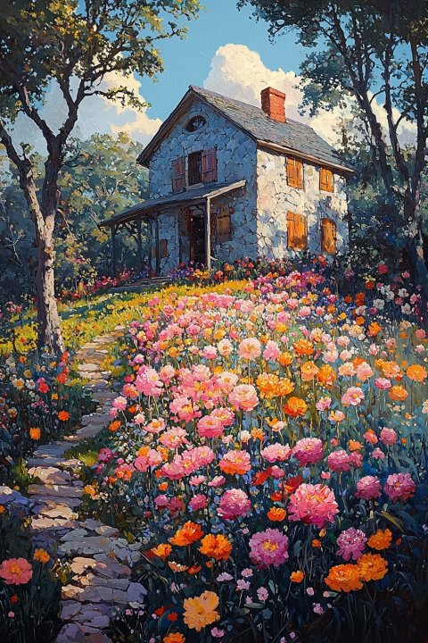 Нейро арты. Рисунки как картины маслом. Цветы. Цветочный сад 2